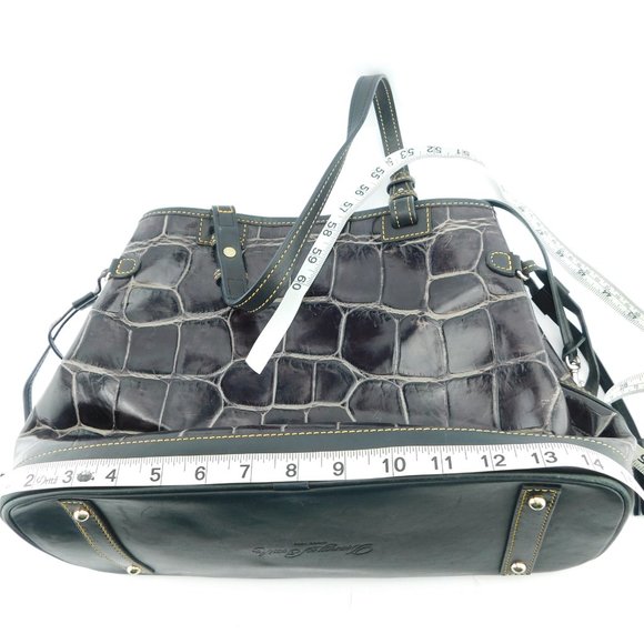 DOONEY BOURKE Large Purple Croc Print Leather Tasseled Satchel Shoulder Bag - Picture 7 of 15